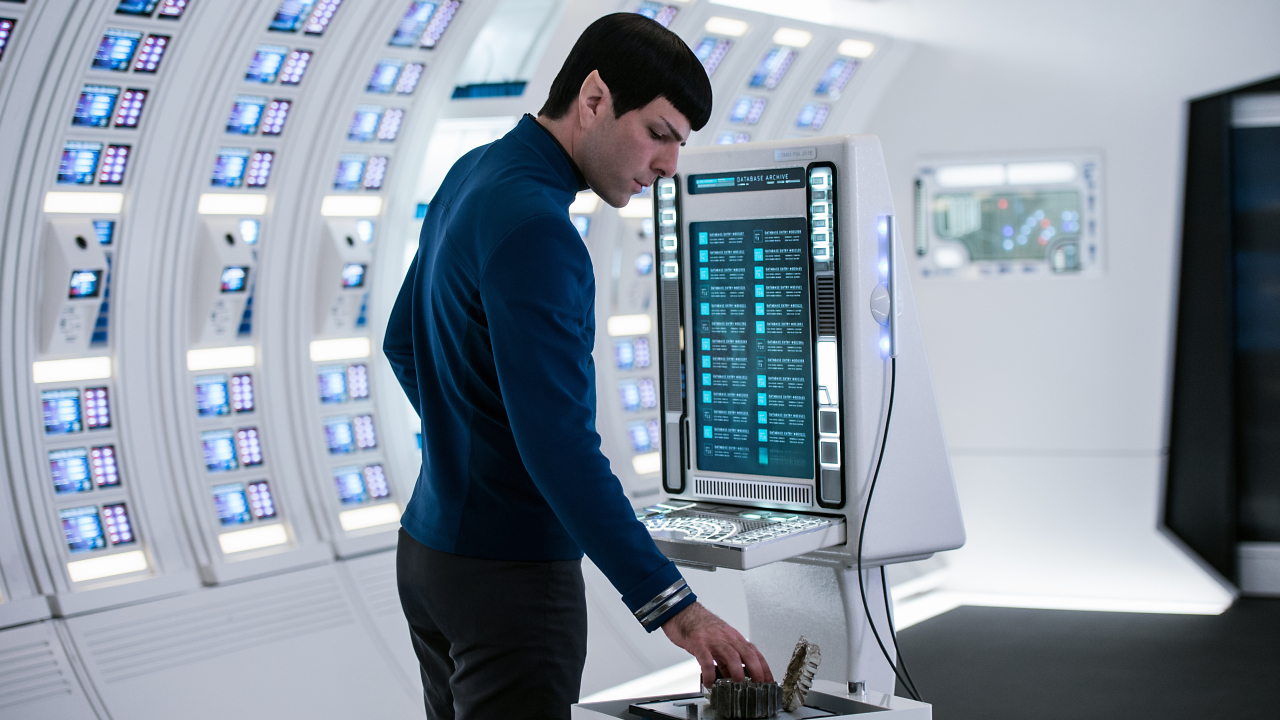 Zachary Quinto plays Spock in Star Trek Beyond from Paramount Pictures, Skydance, Bad Robot, Sneaky Shark and Perfect Storm Entertainment