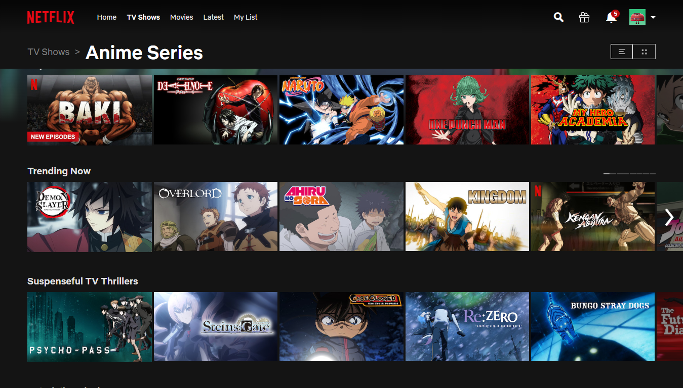 Anime series and movies on netflix