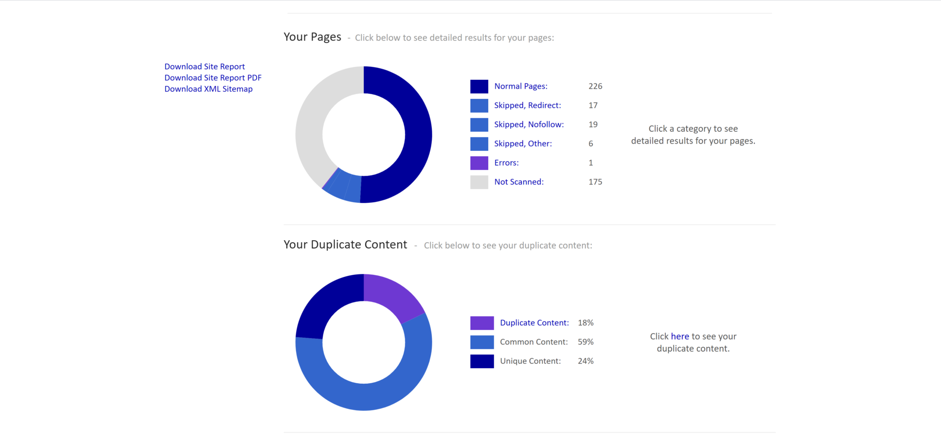 Content Duplication Check Siteliner